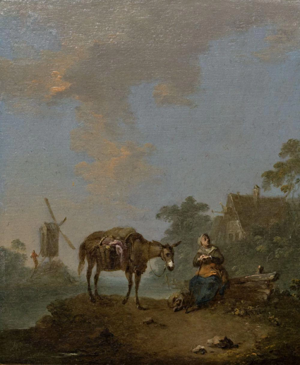 Paesaggio con viandante e asino